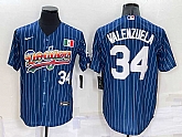 Los Angeles Dodgers #34 Fernando Valenzuela Number Rainbow Blue Red Pinstripe Mexico Cool Base Nike Jersey,baseball caps,new era cap wholesale,wholesale hats